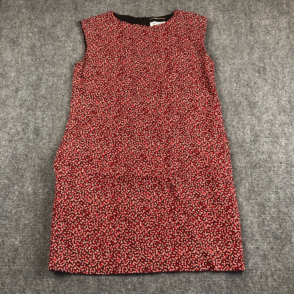 Saint Laurent Women’s Micro Heart Print Crêpe Shift Dress
